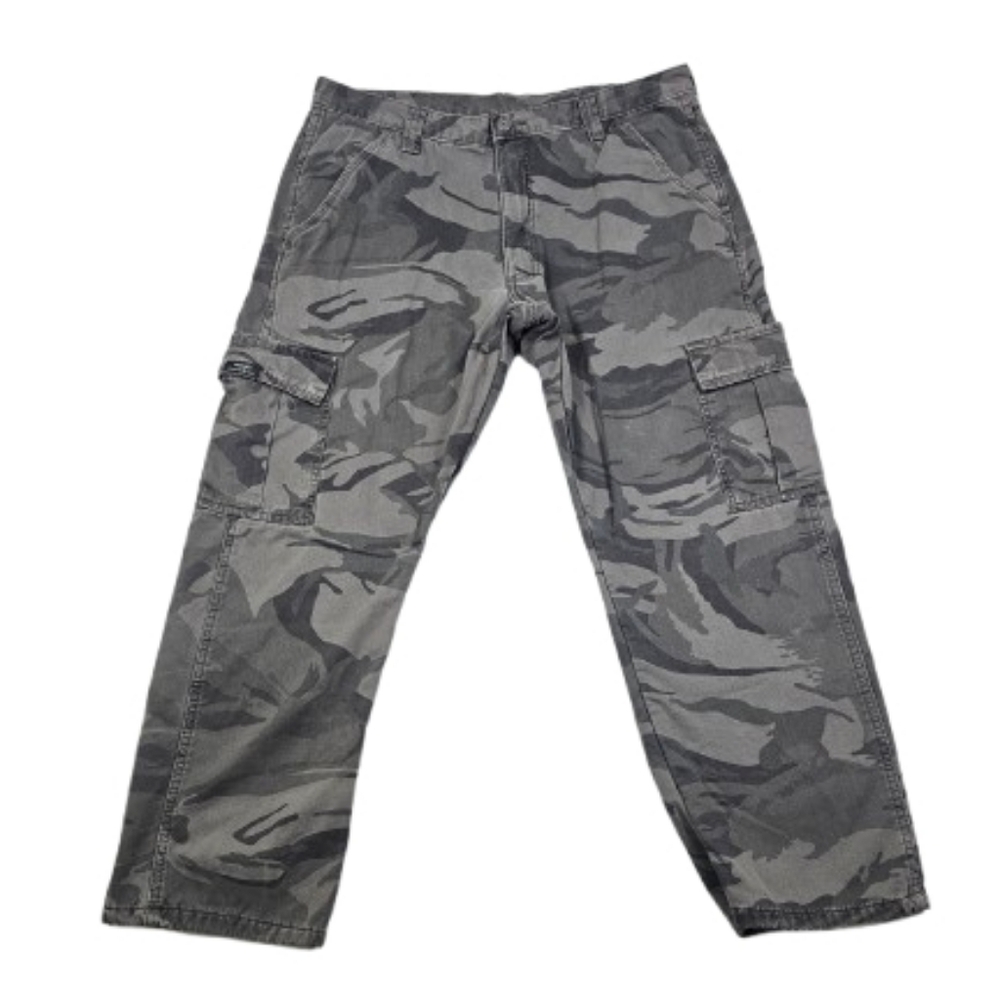 Wrangler Camo Fleece Lined Cargo Pants  Mens 34x29‎ Grey Blue Black Relaxed Fit